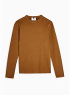 Topman Mens Brown Double Face Knitted Sweater