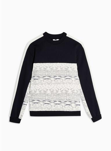 Topman Mens Multi Navy Dash Panel Sweatshirt