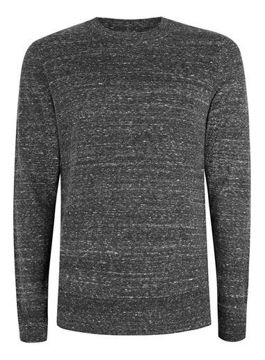 Topman Mens Mid Grey Grey And White Slub Slim Fit Sweater