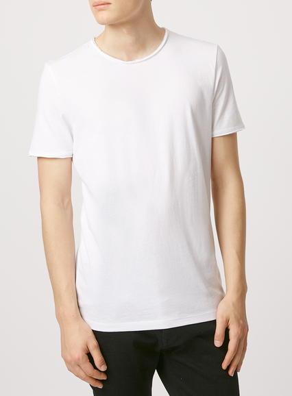 Topman Mens White Raw Edge Neck T-shirt