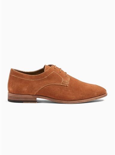 Topman Mens Brown Tan Real Suede Fenn Derby Shoes