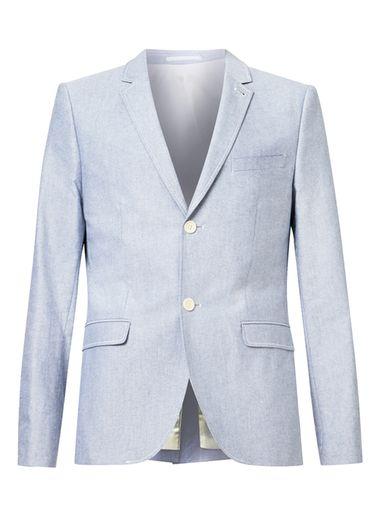 Topman Mens Light Blue Oxford Skinny Fit Blazer