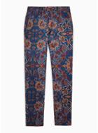 Topman Mens Multi Blue And Brown Floral Print Super Skinny Fit Suit Trousers