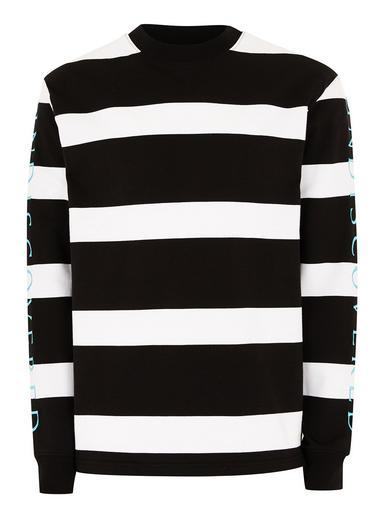 Topman Mens Black And White Stripe Sweatshirt