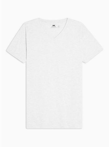 Topman Mens Grey Skinny V-neck T-shirt