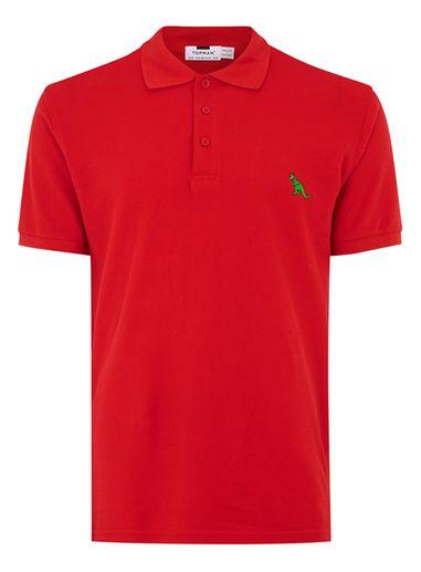 Topman Mens Red Dinosaur Polo Shirt