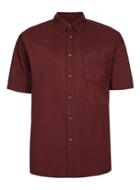 Topman Mens Red Burgundy Oxford Short Sleeve Shirt
