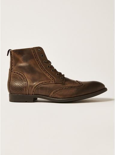 Topman Mens Brown Tan Leather Moriarty Lace Boots