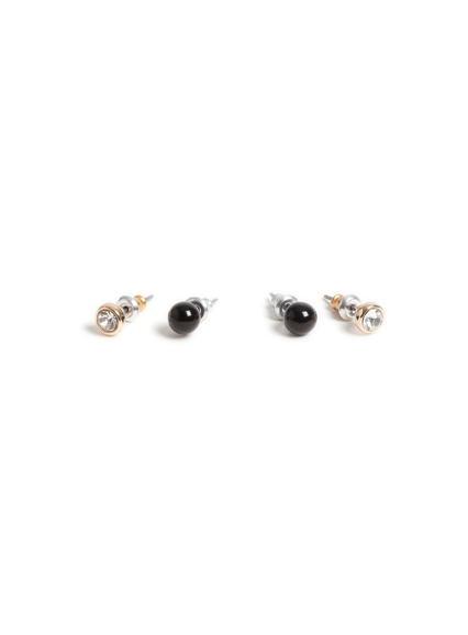 Topman Mens White Black And Crystal Stud Earrings 2 Pack*