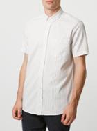 Topman Mens Grey/white Striped Short Sleeve Casual Shirt