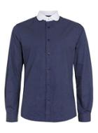 Topman Mens Blue Noose & Monkey Navy And White Pin Dot Shirt