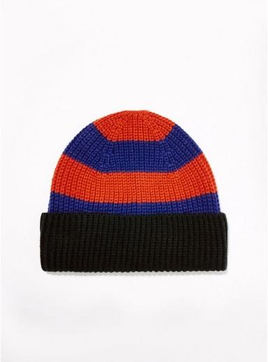 Topman Mens Multi Red And Blue Stripe Beanie