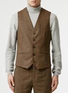 Topman Mens Brown Wool Blend Suit Vest