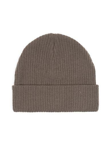 Topman Mens Grey Light Brown Ribbed Beanie Hat