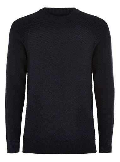 Topman Mens Blue Selected Homme High Neck Knitted Sweater