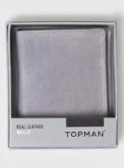 Topman Mens Grey Leather Wallet