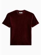 Topman Mens Red Burgundy Velvet Corduroy T-shirt