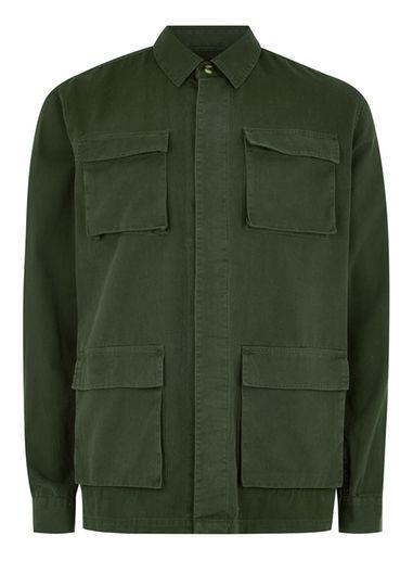 Topman Mens Khaki Four Pocket Overshirt