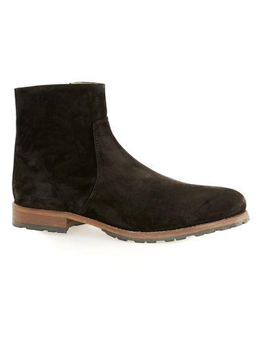 Topman Mens Black Salvo Suede Zip Boots