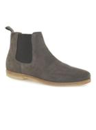 Topman Mens Grey Gray Leather Chelsea Boots