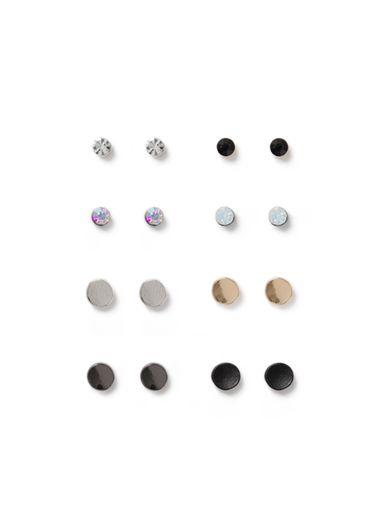 Topman Mens Multi Mized Metal Rhinestone Stud Earrings 8 Pack*