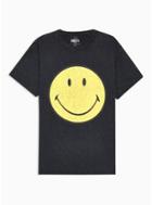Topman Mens Washed Black 'smiley' T-shirt