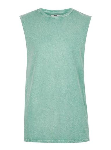 Topman Mens Green Teal Crinkle Tank