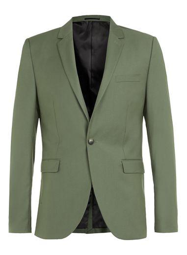 Topman Mens Green Khaki Skinny Fit Suit Jacket