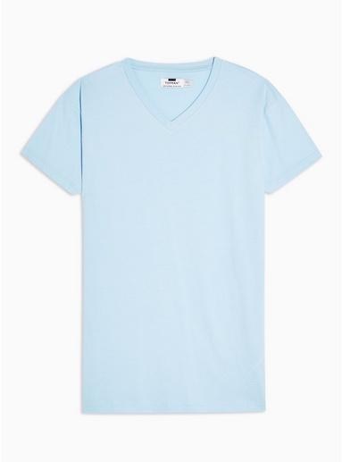 Topman Mens Pale Blue V-neck T-shirt