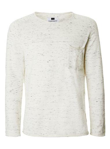 Topman Mens Cream Off White Slub Slim Fit Sweater