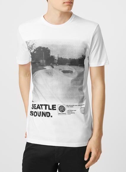 Topman Mens White Seattle T-shirt
