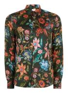 Topman Mens Dark Green Floral Shirt