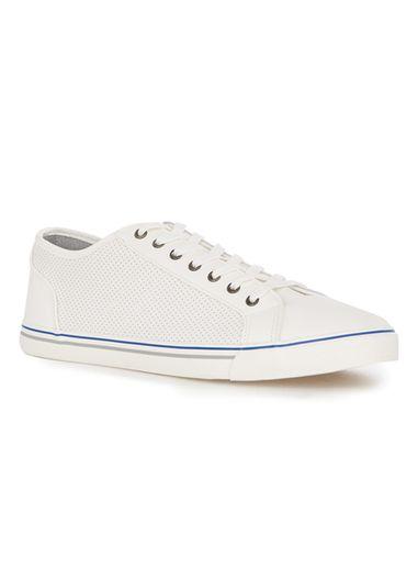 Topman Mens White Pu Perf Sneakers