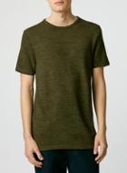 Topman Mens Green Khaki Textured Slim T-shirt