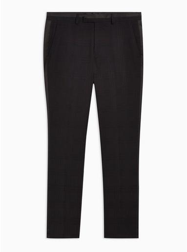 Topman Mens Black Skinny Tuxedo Trousers