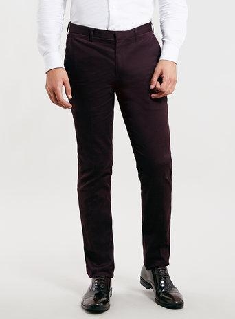 Topman Mens Red Dark Purple Ultra Skinny Dress Pants