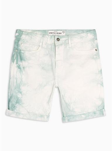Topman Mens Green Mint Tie Dye Skinny Shorts