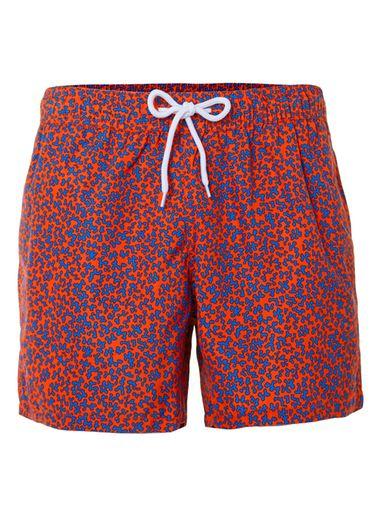 Topman Mens Red And Blue Camo Print Swim Shorts