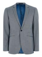 Topman Mens Green Gray Houndstooth Contrast Collar Skinny Suit Jacket