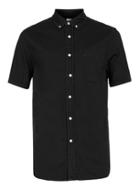 Topman Mens Washed Black Denim Short Sleeve Casual Shirt