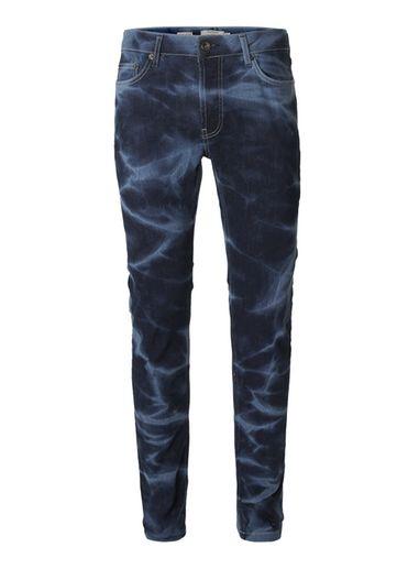 Topman Mens Blue Marble Wash Stretch Skinny Jeans