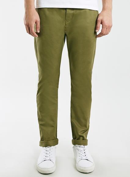 Topman Mens Green Ltd Khaki Smart Twill Chinos