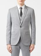 Topman Mens Light Grey Crosshatch Skinny Fit Suit Jacket With Peak Lapel