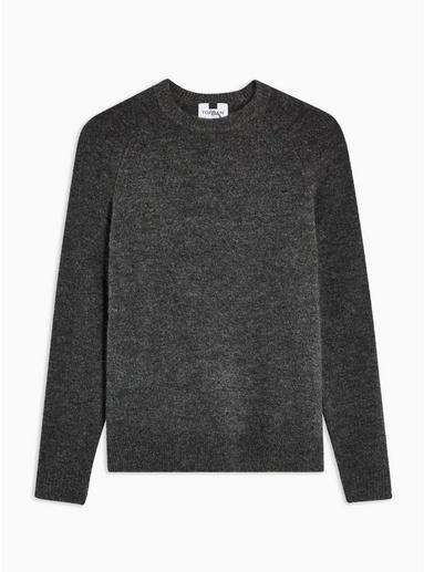 Topman Mens Grey Gray Raglan Knitted Sweater