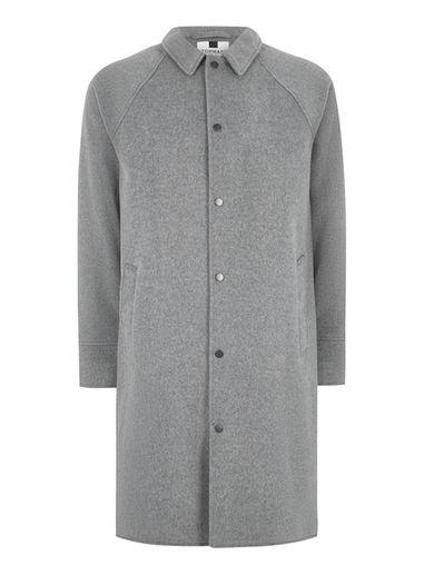 Topman Mens Grey Gray Raglan Mac With Wool