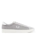Topman Mens Fred Perry Grey Mesh And Leather Sneakers