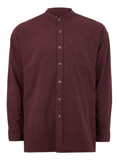 Topman Mens Navy Classic Burgundy Casual Shirt