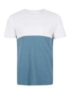 Topman Mens Grey And Blue Panelled Slim Fit T-shirt