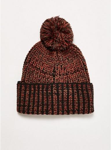 Topman Mens Multi Burgundy And Black Twist Bobble Beanie