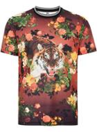 Topman Mens Black Tiger Floral T-shirt